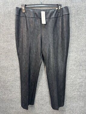 Soft Surroundings Foil Python Snakeskin Pants Womens 1X (18w/20w) Black Pull On